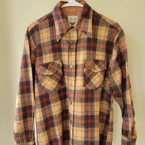 Vintage Ferranti Wool & Nylon Men's Long-Sleeve Button Plaid Shirt
